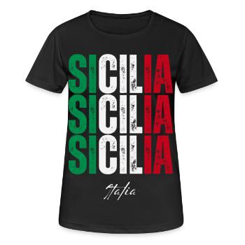 Sicile Italie, souvenir de la Sicile - T-shirt respirant Femme - noir - Devant - AI Model Female 172 light (172cm)
