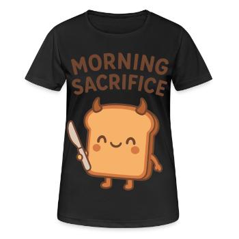 Morgendlicher Opfer-Toast - Frauen T-Shirt atmungsaktiv - Schwarz - Vorne - AI Model Female 172 light (172cm)