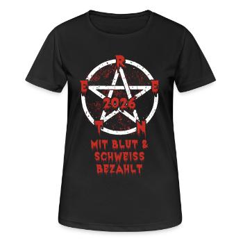 Pension 2026 paid for with blood and sweat Pentagram - Women's Breathable T-Shirt - black - Front - AI Model Female 172 light (172cm)
