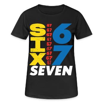 Sechs Sieben, 67 - Frauen T-Shirt atmungsaktiv - Schwarz - Vorne - AI Model Female 172 light (172cm)