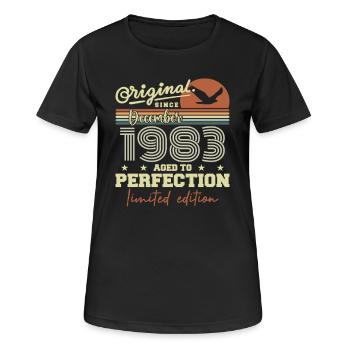 42 Years Birthday | Original December 1983 - Women's Breathable T-Shirt - black - Front - AI Model Female 172 light (172cm)