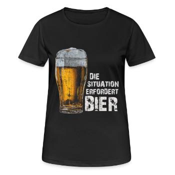 La situation exige de la bière – drôle de dicton - T-shirt respirant Femme - noir - Devant - AI Model Female 172 light (172cm)