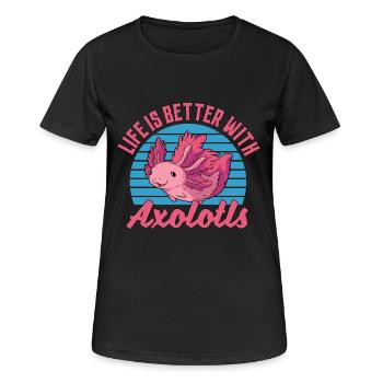 Life Is Better With Axolotls - Frauen T-Shirt atmungsaktiv - Schwarz - Vorne - AI Model Female 172 light (172cm)