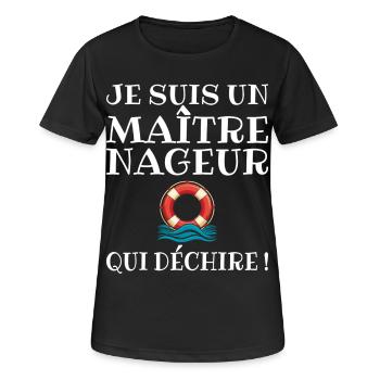 MNS Maitre Nageur Sauveteur Qui Déchire - T-shirt respirant Femme - noir - Devant - AI Model Female 172 light (172cm)