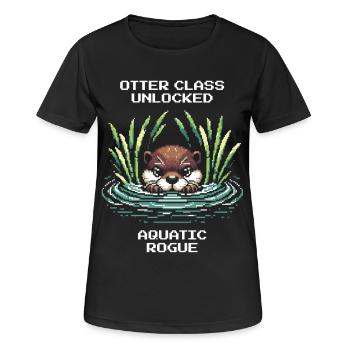 Otter-Klasse freigeschaltet: Wasser-Schurke | RPG - Frauen T-Shirt atmungsaktiv - Schwarz - Vorne - AI Model Female 172 light (172cm)