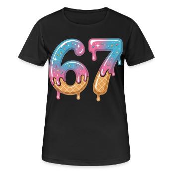 67 Eiscreme Tropfen - Frauen T-Shirt atmungsaktiv - Schwarz - Vorne - AI Model Female 172 light (172cm)