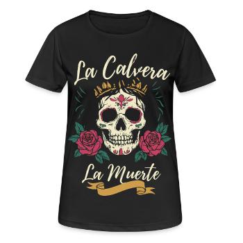 Crâne en sucre Noël homme cadeau floral - T-shirt respirant Femme - noir - Devant - AI Model Female 172 light (172cm)