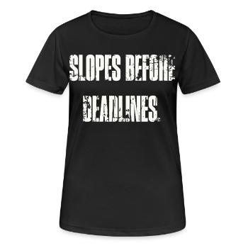 Pentes avant les dates limites - T-shirt respirant Femme - noir - Devant - AI Model Female 172 light (172cm)