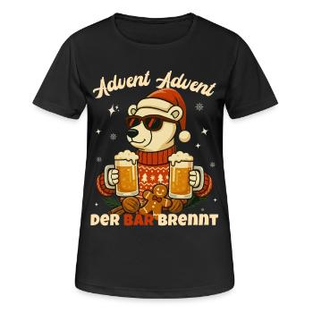 Advent Advent – Der Bär brennt - Frauen T-Shirt atmungsaktiv - Schwarz - Vorne - AI Model Female 172 light (172cm)