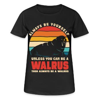 Walrus Selbstbewusstsein Retro - Frauen T-Shirt atmungsaktiv - Schwarz - Vorne - AI Model Female 172 light (172cm)
