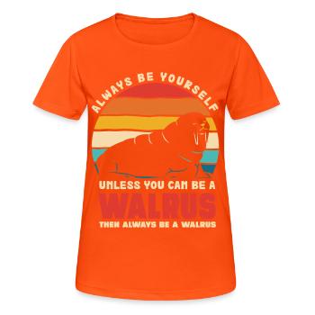 Walrus Confiance en Soi Rétro - T-shirt respirant Femme - orange néon - Devant - AI Model Female 172 dark (172cm)