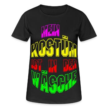 Mein Kostüm ist in der Wäsche Faschingsoutfit - Frauen T-Shirt atmungsaktiv - Schwarz - Vorne - AI Model Female 172 light (172cm)