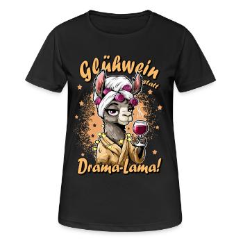 Gluehwein statt Drama Bürohumor Kollegen Geschenk - Frauen T-Shirt atmungsaktiv - Schwarz - Vorne - AI Model Female 172 light (172cm)