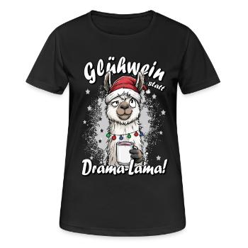 Gluehwein statt Drama Bürohumor Kollegen Geschenk - Frauen T-Shirt atmungsaktiv - Schwarz - Vorne - AI Model Female 172 light (172cm)