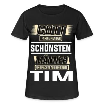 Tim the Most Beautiful Man Shaped by God Design - Women's Breathable T-Shirt - black - Front - AI Model Female 172 light (172cm)