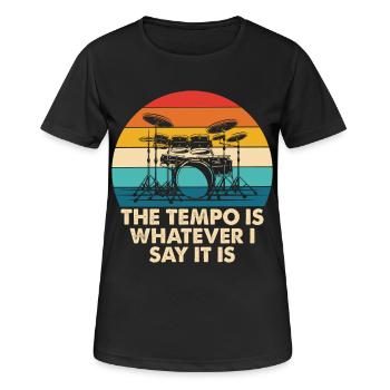 Tambour rétro Tempo Arc-en-ciel - T-shirt respirant Femme - noir - Devant - AI Model Female 172 light (172cm)