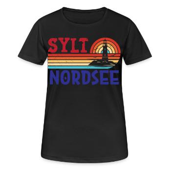 Vacances à la mer du Nord SYLT ÎLE DE LA MER DU NORD Fun - T-shirt respirant Femme - noir - Devant - AI Model Female 172 light (172cm)