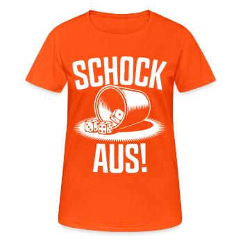 Schocken Team Schock Out! Dice Puzzle Jule - Women's Breathable T-Shirt - neon orange - Front - AI Model Female 172 dark (172cm)