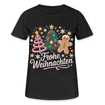 Joyeux Noël avec des étoiles et une canne à sucre - T-shirt respirant Femme - noir - Devant - AI Model Female 172 light (172cm)