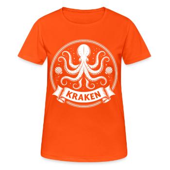 Kraken Krake Tintenfisch Octopus - Women's Breathable T-Shirt - neon orange - Front - AI Model Female 172 dark (172cm)