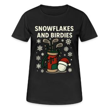 Schneeflocken Und Birdies Urlaub Golfspaß - Frauen T-Shirt atmungsaktiv - Schwarz - Vorne - AI Model Female 172 light (172cm)