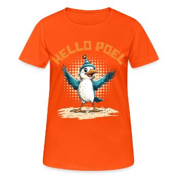 Ostsee Urlaub MOIN POEL Souvenier Lustiges - Frauen T-Shirt atmungsaktiv - Neonorange - Vorne - AI Model Female 172 dark (172cm)