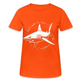 Hai Raubfisch Ozean Raubtier - Frauen T-Shirt atmungsaktiv - Neonorange - Vorne - AI Model Female 172 dark (172cm)
