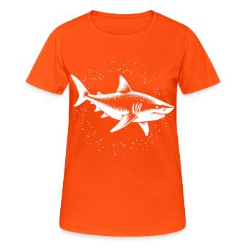 Hai Raubfisch Ozean Raubtier - Frauen T-Shirt atmungsaktiv - Neonorange - Vorne - AI Model Female 172 dark (172cm)