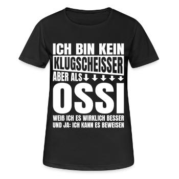 Ich Bin Kein Klugscheisser Ossi - Frauen T-Shirt atmungsaktiv - Schwarz - Vorne - AI Model Female 172 light (172cm)
