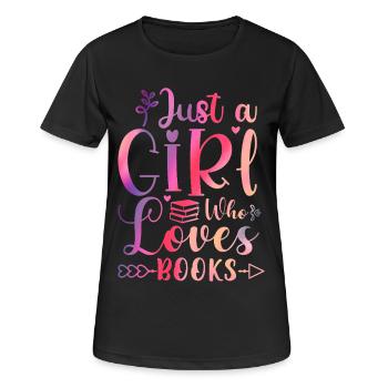 Just a girl who loves books - Frauen T-Shirt atmungsaktiv - Schwarz - Vorne - AI Model Female 172 light (172cm)