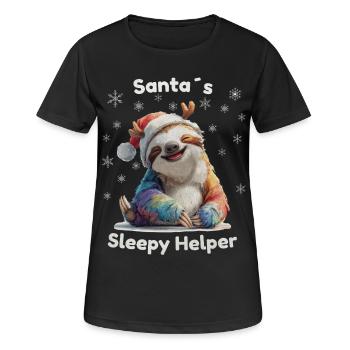 Santa's Sleepy Helper – Christmas Sloth - Women's Breathable T-Shirt - black - Front - AI Model Female 172 light (172cm)