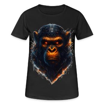 Singe cyberpunk - T-shirt respirant Femme - noir - Devant - AI Model Female 172 light (172cm)