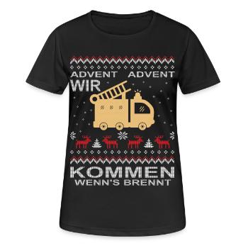  Feuerwehr Advent Weihnachten - Frauen T-Shirt atmungsaktiv - Schwarz - Vorne - AI Model Female 172 light (172cm)