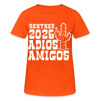 Adios Amigos Retraité 2026 - Retraite - Pension - T-shirt respirant Femme - orange néon - Devant - AI Model Female 172 dark (172cm)