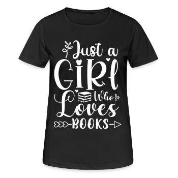 Just a girl who loves books - Frauen T-Shirt atmungsaktiv - Schwarz - Vorne - AI Model Female 172 light (172cm)