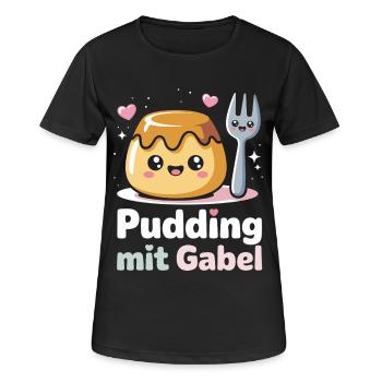 Pudding with fork - Women's Breathable T-Shirt - black - Front - AI Model Female 172 light (172cm)