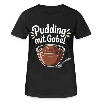 Pudding with fork - Women's Breathable T-Shirt - black - Front - AI Model Female 172 light (172cm)