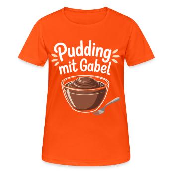 Pudding with fork - Women's Breathable T-Shirt - neon orange - Front - AI Model Female 172 dark (172cm)