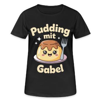 Pudding with fork - Women's Breathable T-Shirt - black - Front - AI Model Female 172 light (172cm)