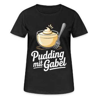 Pudding with fork - Women's Breathable T-Shirt - black - Front - AI Model Female 172 light (172cm)