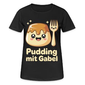 Pudding with fork - Women's Breathable T-Shirt - black - Front - AI Model Female 172 light (172cm)