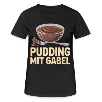 Pudding with fork - Women's Breathable T-Shirt - black - Front - AI Model Female 172 light (172cm)