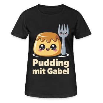Pudding with fork - Women's Breathable T-Shirt - black - Front - AI Model Female 172 light (172cm)