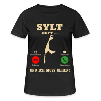 Vacances à la mer du Nord QUAND SYLT APPELLE DRÔLE - T-shirt respirant Femme - noir - Devant - AI Model Female 172 light (172cm)