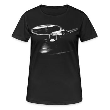 Grafischer Plattenspieler, Musikliebhaber - Frauen T-Shirt atmungsaktiv - Schwarz - Vorne - AI Model Female 172 light (172cm)