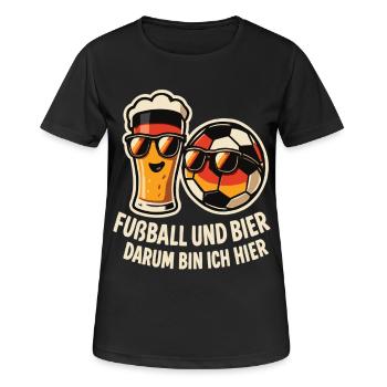 Fußball und Bier Deutschland Fan - Frauen T-Shirt atmungsaktiv - Schwarz - Vorne - AI Model Female 172 light (172cm)