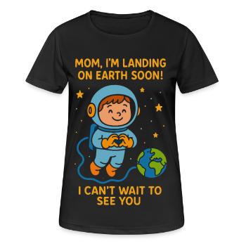 Mama Ich Lande Bald Baby Junge Weltraum Schwangerschaft - Frauen T-Shirt atmungsaktiv - Schwarz - Vorne - AI Model Female 172 light (172cm)