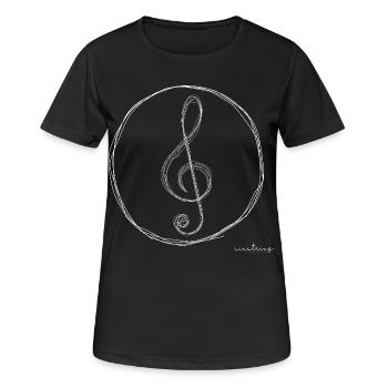 Notenschlüssel Skizze - Frauen T-Shirt atmungsaktiv - Schwarz - Vorne - AI Model Female 172 light (172cm)