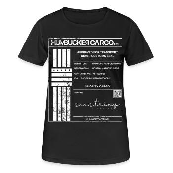 Shipping Label, white - Women's Breathable T-Shirt - black - Front - AI Model Female 172 light (172cm)