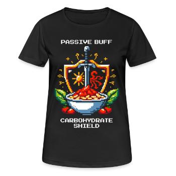 Kohlenhydrat Schild | Gamer Humor - Frauen T-Shirt atmungsaktiv - Schwarz - Vorne - AI Model Female 172 light (172cm)